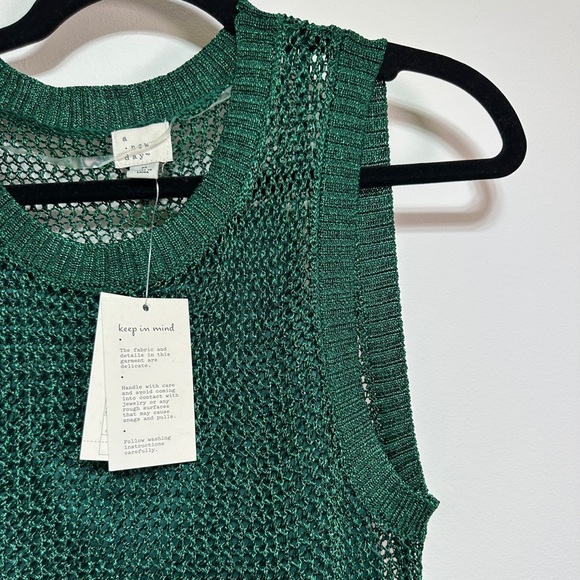 Green Openwork Midi Tank Dress - Picture 3 of 8